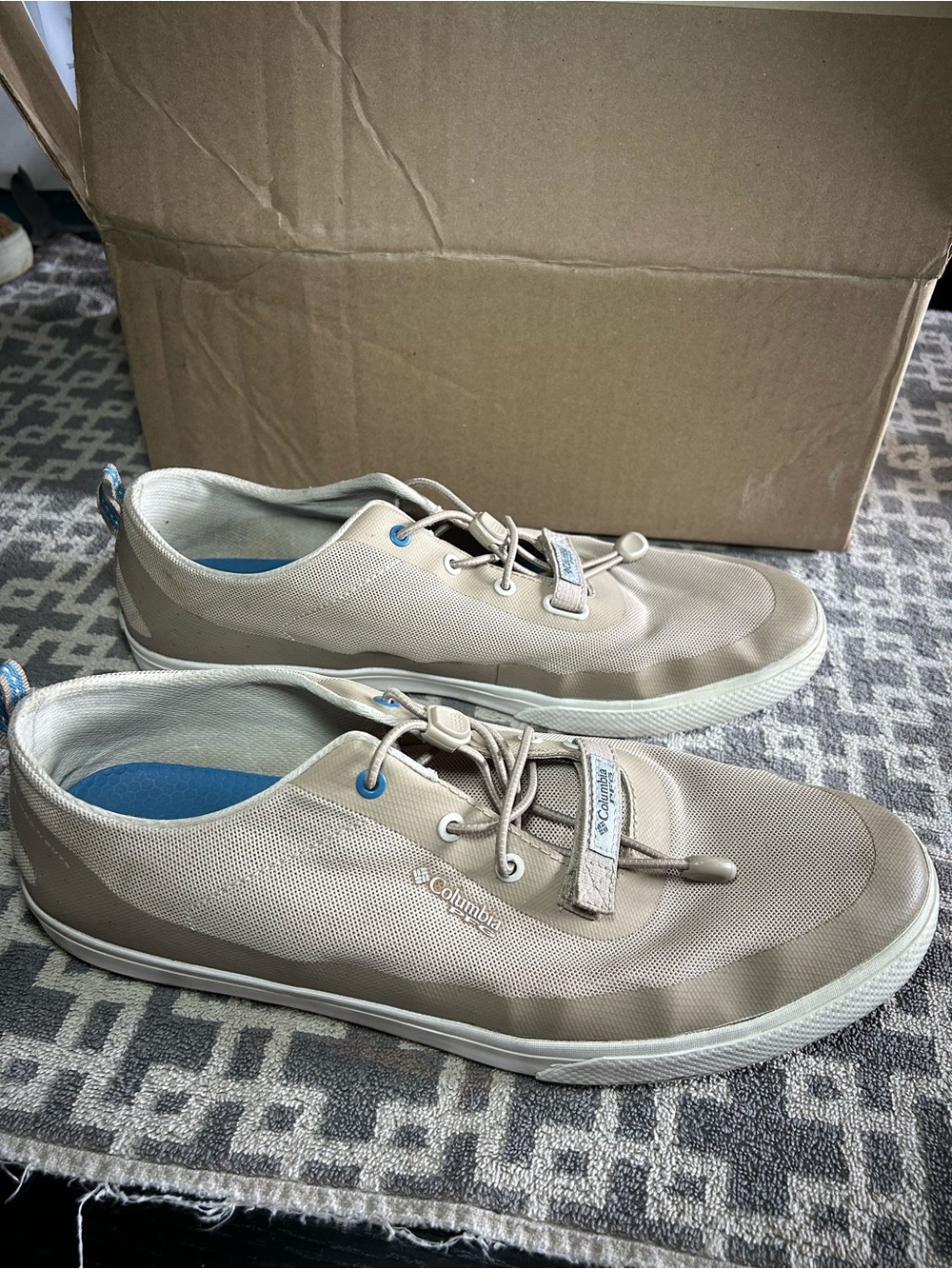 Columbia Men’s PFG Fishing Boat Shoes in Light Tan Size 13